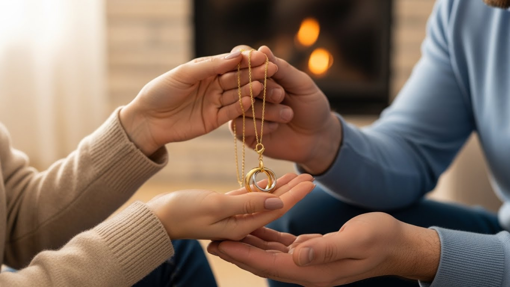 couples jewellry made up of gold 