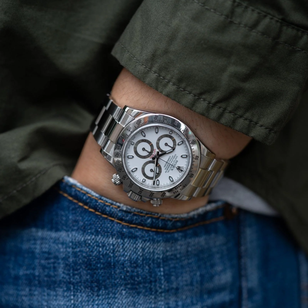 Rolex Cosmograph Daytona styled with denim
