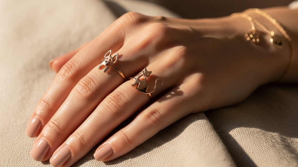 dog and cat silhouette rings for pet lovers